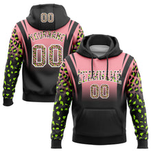 Load image into Gallery viewer, Custom Stitched Medium Pink Black-White Fade Fashion Leopard Print Sports Pullover Sweatshirt Hoodie