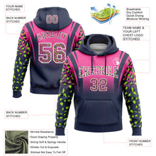 Load image into Gallery viewer, Custom Stitched Pink Navy-White Fade Fashion Leopard Print Sports Pullover Sweatshirt Hoodie