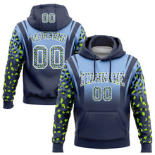 Load image into Gallery viewer, Custom Stitched Light Blue Navy-White Fade Fashion Leopard Print Sports Pullover Sweatshirt Hoodie