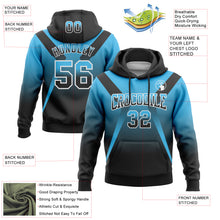 Load image into Gallery viewer, Custom Stitched Sky Blue Black-White Fade Fashion Arrow Sports Pullover Sweatshirt Hoodie