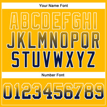 Load image into Gallery viewer, Custom Stitched Gold Navy-White Fade Fashion Arrow Sports Pullover Sweatshirt Hoodie