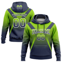 Load image into Gallery viewer, Custom Stitched Neon Green Navy-White Fade Fashion Arrow Sports Pullover Sweatshirt Hoodie