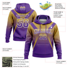 Load image into Gallery viewer, Custom Stitched Old Gold Purple-White Fade Fashion Arrow Sports Pullover Sweatshirt Hoodie