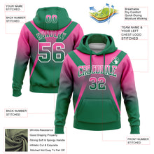 Load image into Gallery viewer, Custom Stitched Pink Kelly Green-White Fade Fashion Arrow Sports Pullover Sweatshirt Hoodie