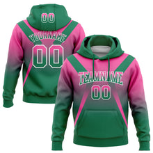 Load image into Gallery viewer, Custom Stitched Pink Kelly Green-White Fade Fashion Arrow Sports Pullover Sweatshirt Hoodie