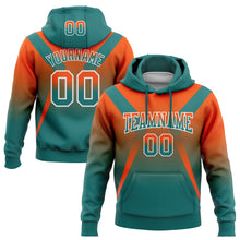 Load image into Gallery viewer, Custom Stitched Orange Teal-White Fade Fashion Arrow Sports Pullover Sweatshirt Hoodie