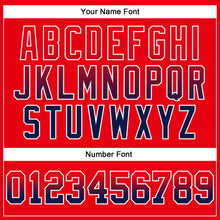 Load image into Gallery viewer, Custom Stitched Fire Red Navy-White Fade Fashion Arrow Sports Pullover Sweatshirt Hoodie