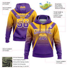 Load image into Gallery viewer, Custom Stitched Gold Purple-White Fade Fashion Arrow Sports Pullover Sweatshirt Hoodie