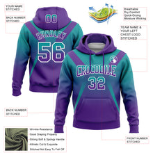 Load image into Gallery viewer, Custom Stitched Teal Purple-White Fade Fashion Arrow Sports Pullover Sweatshirt Hoodie