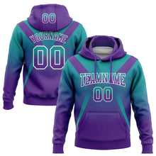 Load image into Gallery viewer, Custom Stitched Teal Purple-White Fade Fashion Arrow Sports Pullover Sweatshirt Hoodie