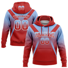 Load image into Gallery viewer, Custom Stitched Light Blue Red-White Fade Fashion Arrow Sports Pullover Sweatshirt Hoodie