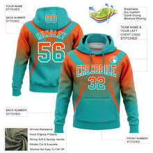 Load image into Gallery viewer, Custom Stitched Orange Aqua-White Fade Fashion Arrow Sports Pullover Sweatshirt Hoodie