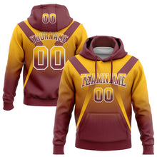 Load image into Gallery viewer, Custom Stitched Gold Burgundy-White Fade Fashion Arrow Sports Pullover Sweatshirt Hoodie