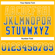 Load image into Gallery viewer, Custom Stitched Gold Thunder Blue-White Fade Fashion Arrow Sports Pullover Sweatshirt Hoodie