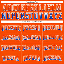 Load image into Gallery viewer, Custom Stitched Orange Thunder Blue-White Fade Fashion Arrow Sports Pullover Sweatshirt Hoodie