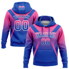 Load image into Gallery viewer, Custom Stitched Pink Thunder Blue-White Fade Fashion Arrow Sports Pullover Sweatshirt Hoodie