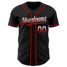 Load image into Gallery viewer, Custom Black White-Red Authentic Fade Fashion Baseball Jersey