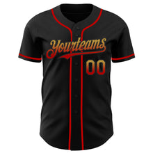 Load image into Gallery viewer, Custom Black Old Gold-Red Authentic Fade Fashion Baseball Jersey