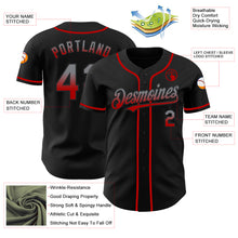 Load image into Gallery viewer, Custom Black Gray-Red Authentic Fade Fashion Baseball Jersey