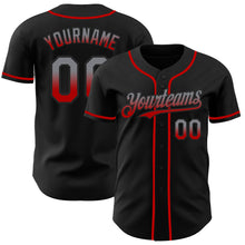 Load image into Gallery viewer, Custom Black Gray-Red Authentic Fade Fashion Baseball Jersey