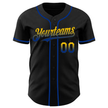 Load image into Gallery viewer, Custom Black Yellow-Royal Authentic Fade Fashion Baseball Jersey
