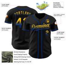 Load image into Gallery viewer, Custom Black Yellow-Royal Authentic Fade Fashion Baseball Jersey