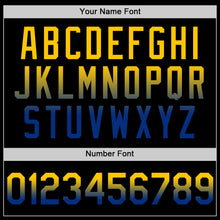 Load image into Gallery viewer, Custom Black Yellow-Royal Authentic Fade Fashion Baseball Jersey