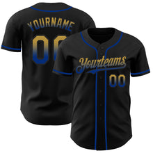 Load image into Gallery viewer, Custom Black Old Gold-Royal Authentic Fade Fashion Baseball Jersey