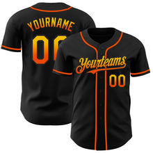 Load image into Gallery viewer, Custom Black Yellow-Orange Authentic Fade Fashion Baseball Jersey
