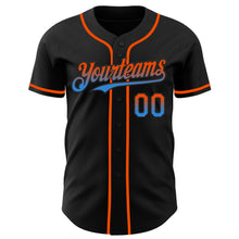 Load image into Gallery viewer, Custom Black Orange-Electric Blue Authentic Fade Fashion Baseball Jersey