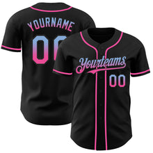 Load image into Gallery viewer, Custom Black Light Blue-Pink Authentic Fade Fashion Baseball Jersey