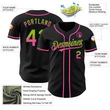 Load image into Gallery viewer, Custom Black Neon Green-Pink Authentic Fade Fashion Baseball Jersey