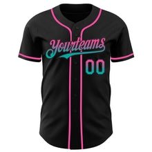 Load image into Gallery viewer, Custom Black Pink-Aqua Authentic Fade Fashion Baseball Jersey