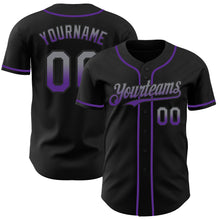Load image into Gallery viewer, Custom Black Gray-Purple Authentic Fade Fashion Baseball Jersey