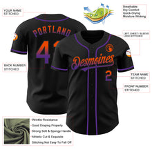 Load image into Gallery viewer, Custom Black Orange-Purple Authentic Fade Fashion Baseball Jersey