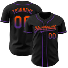 Load image into Gallery viewer, Custom Black Orange-Purple Authentic Fade Fashion Baseball Jersey