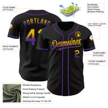 Load image into Gallery viewer, Custom Black Gold-Purple Authentic Fade Fashion Baseball Jersey