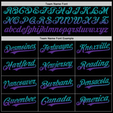 Load image into Gallery viewer, Custom Black Teal-Purple Authentic Fade Fashion Baseball Jersey