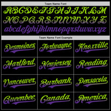 Load image into Gallery viewer, Custom Black Neon Green-Purple Authentic Fade Fashion Baseball Jersey