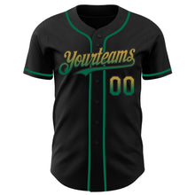 Load image into Gallery viewer, Custom Black Old Gold-Kelly Green Authentic Fade Fashion Baseball Jersey