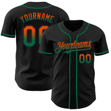 Load image into Gallery viewer, Custom Black Orange-Kelly Green Authentic Fade Fashion Baseball Jersey