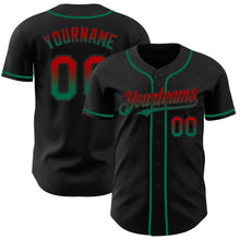 Load image into Gallery viewer, Custom Black Red-Kelly Green Authentic Fade Fashion Baseball Jersey