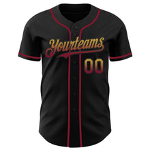 Load image into Gallery viewer, Custom Black Old Gold-Crimson Authentic Fade Fashion Baseball Jersey