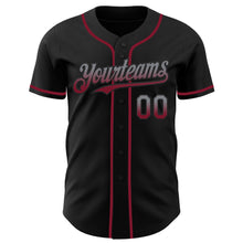 Load image into Gallery viewer, Custom Black Gray-Crimson Authentic Fade Fashion Baseball Jersey