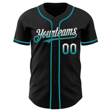 Load image into Gallery viewer, Custom Black White-Teal Authentic Fade Fashion Baseball Jersey