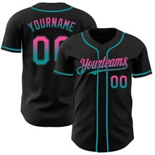 Load image into Gallery viewer, Custom Black Pink-Teal Authentic Fade Fashion Baseball Jersey
