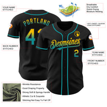 Load image into Gallery viewer, Custom Black Yellow-Teal Authentic Fade Fashion Baseball Jersey