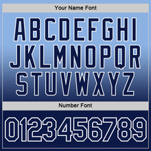 Load image into Gallery viewer, Custom Light Blue Navy-White Fade Fashion Performance T-Shirt