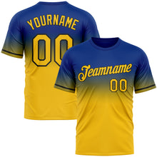 Load image into Gallery viewer, Custom Royal Yellow-Black Fade Fashion Performance T-Shirt