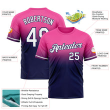 Load image into Gallery viewer, Custom Pink White-Navy Fade Fashion Performance T-Shirt